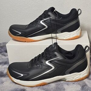 New BCG Volleyball 2.0 Black Silver Action Leather Sneakers Womens 10